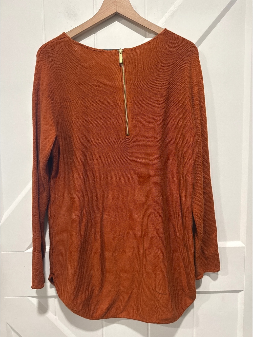 Michael Kors Orange Knit Pullover Sweater with Back Zipper, Size Small - Picture 2 of 4